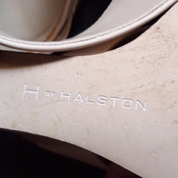 H by Halston Holly Open Toe Cut Out Leather Mules Nude Color Size 9 - Picture 7 of 8